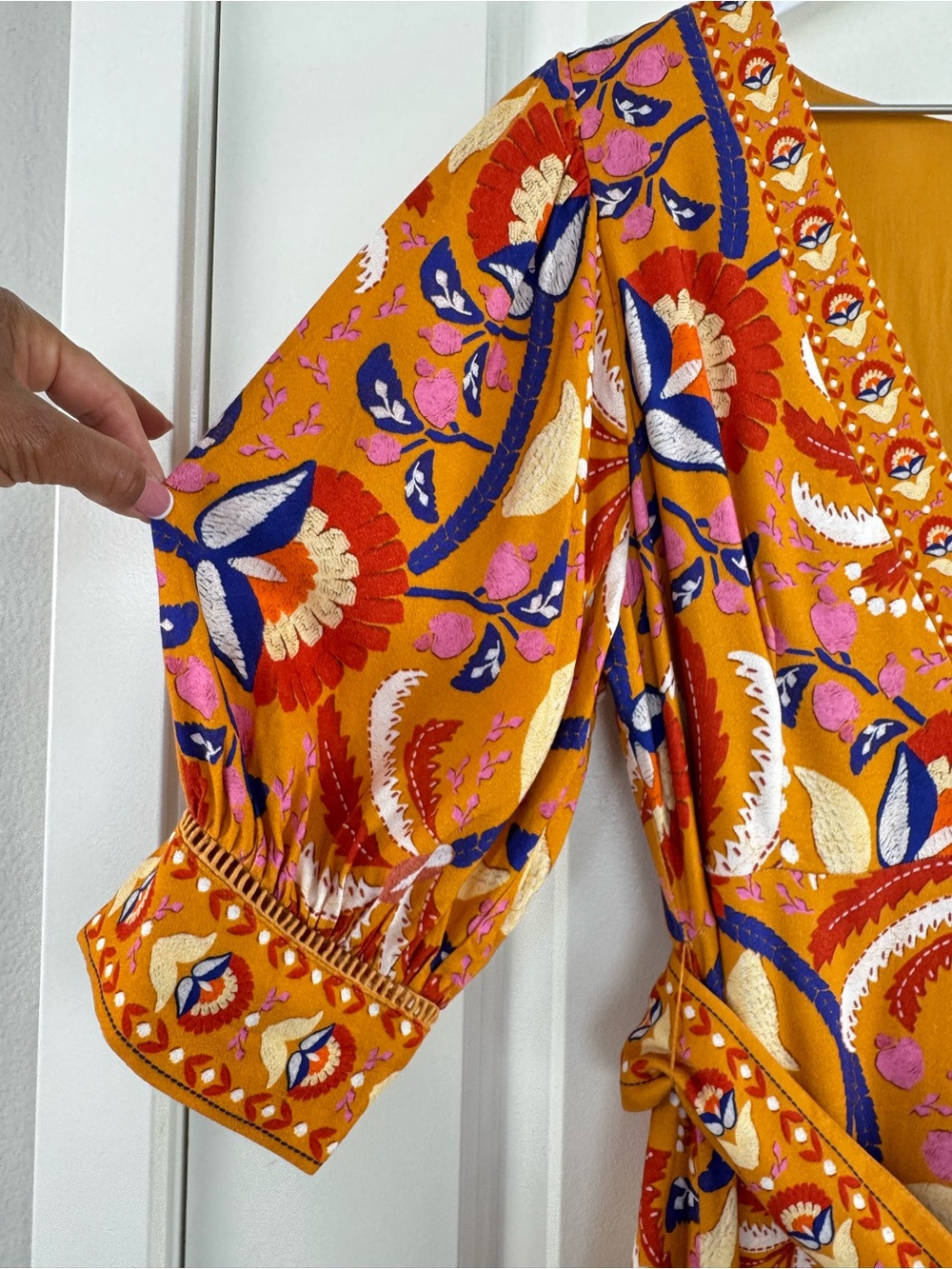 Farm Rio Yellow Palms Party Belted Dress Vibrant Colorful Resort Size Large - Picture 4 of 16